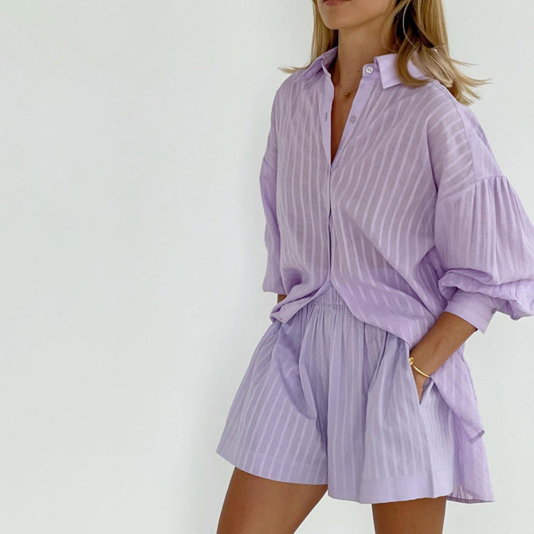 Viola™ - Effortlessly Chic Button-Up & Shorts Combo