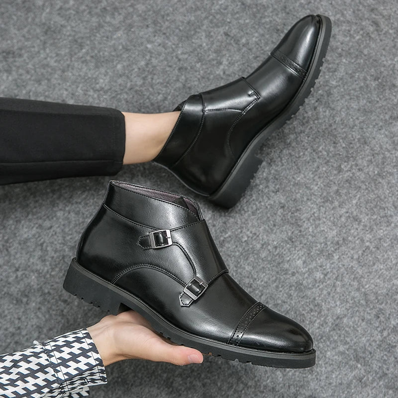 Darell™ | Stylish Leather Boots Featuring a Chic Double Monk Strap